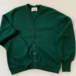 Vintage Green Robert Bruce Arnold Palmer Apalca Links Knit Cardigan Sweatr Men L
